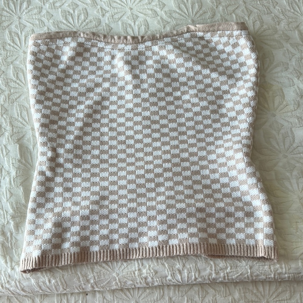 Tan Checkered Tube Top